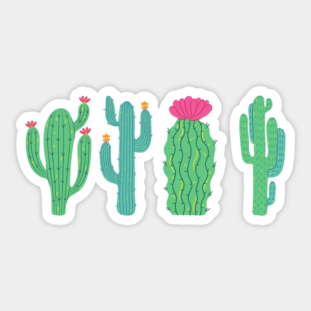 Cute colorful Succulents Print pattern Sticker by Feminist Vibes